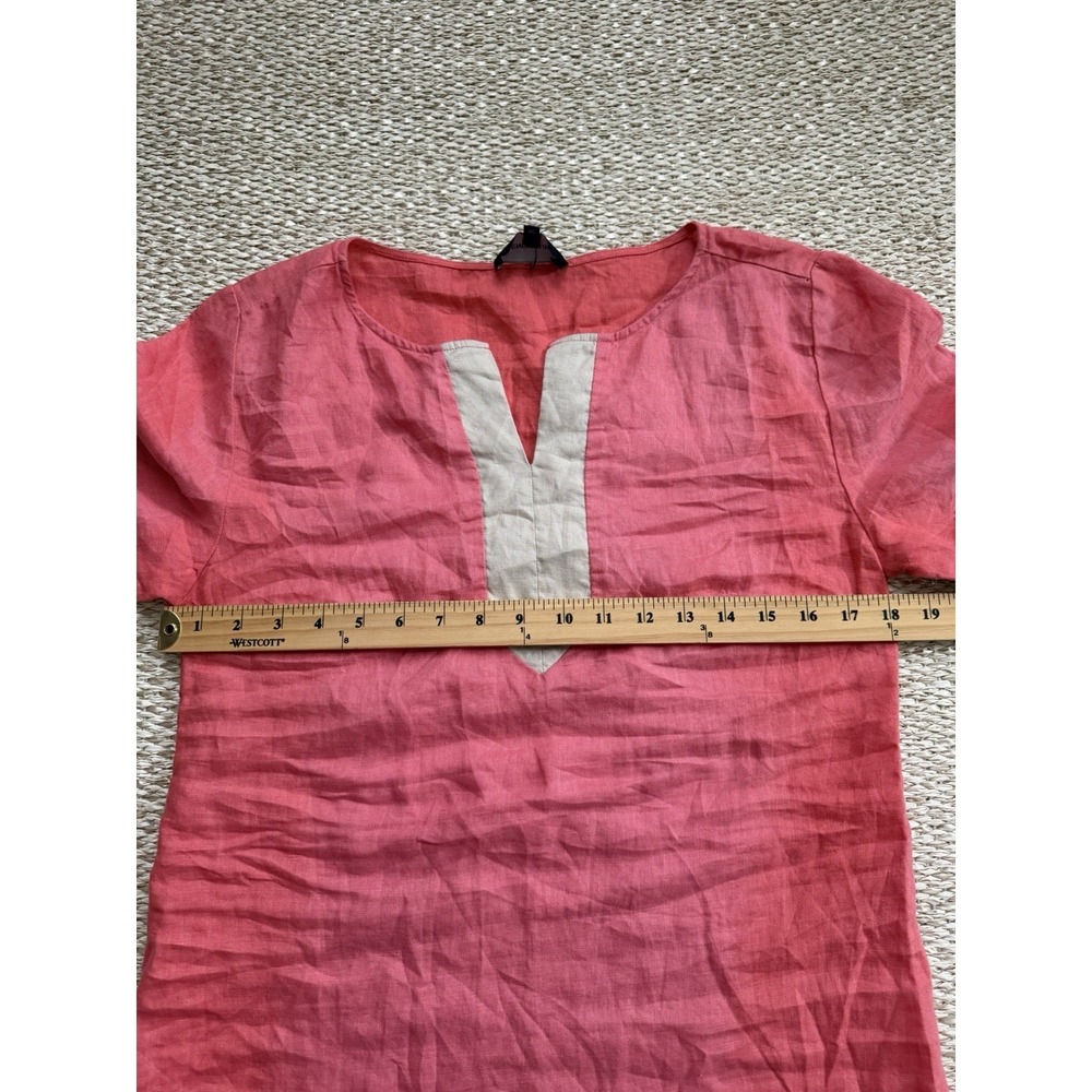 Linen Carrie Pink Shift Dress: Minimalist Preppy Old Money XS French Curve - Picture 10 of 10